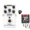 DUNLOP M87 MXR Bass Compressor Effects Pedal BUNDLE With ZORRO Series DUNLOP Sample Pick Pack, Dunlop DBN 45105 Electric Nickel Medium Bass Guitar Strings &amp; 2 Patch Cables (6&quot;)