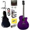 Luna GYP E QA TPP A/E Quilt Ash Trans Purple Guitar w/BK Hard Shell Case &amp; More #1 small image