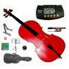 Merano 3/4 Size Red Student Cello with Bag and Bow+2 Sets of Strings+Cello Stand+Black Music Stand+Metro Tuner+Rosin+Rubber Round Mute #1 small image