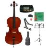 Merano MC400 1/10 Size Hand Made Solid Wood Ebony Fitted Cello with Bag and Bow+2 Sets of Strings+Cello Stand+Black Music Stand+Metro Tuner+Rosin+Rubber Mute