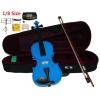 Merano 1/8 Size Blue Violin with Case and Bow+Extra Set of Strings, Extra Bridge, Shoulder Rest, Rosin, Metro Tuner, Black Music Stand, Mute