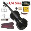 Merano 1/4 Size Black Violin with Case and Bow+Extra Set of String, Extra Bridge, Shoulder Rest, Rosin, Metro Tuner, Music Stand, Mute