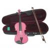 Merano 1/10 Size Pink Violin with Case and Bow+Extra Set of Strings, Extra Bridge, Extra Bow, Rosin, Black Music Stand, Metro Tuner
