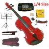 Merano 1/4 Size Red Violin with Case and Bow+Extra Set of String, Extra Bridge, Shoulder Rest, Rosin, Metro Tuner, Music Stand, Mute #1 small image