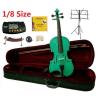 Merano 1/8 Size Green Violin with Case and Bow+Extra Set of Strings, Extra Bridge, Shoulder Rest, Rosin, Metro Tuner, Black Music Stand, Mute #1 small image