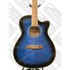 Oscar Schmidt Auditorium Cutaway Trans Blue Acoustic/Electric Guitar, Case Bundle OACEFTBL #3 small image