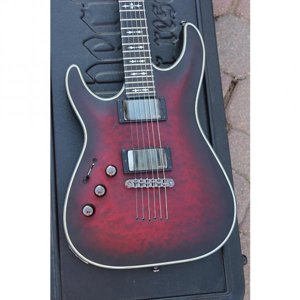 Custom 2012 Schecter Extreme Hellraiser C-1 M Left Handed Crimson Red Burst Satin Ebony Fretboard Guitar #1 image