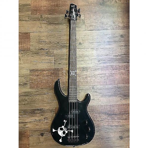 Custom Squier MB4 Bass Guitar Black With Skull #1 image