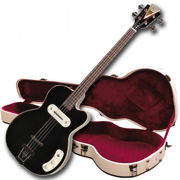 Custom Kay Vintage Reissue K162V Pro Bass Electronic Bass Guitar With Hardshell Case - Black. #1 image