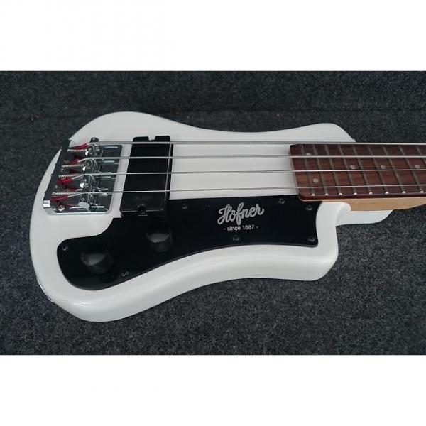 Custom Hofner HCT-SHB-WH Shorty Travel Electric Bass Guitar White with Gig Bag #1 image