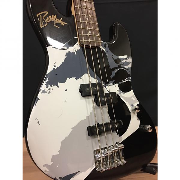 Custom Squier Frank Bello Jazz Bass Guitar with Signature - Anthrax! Helmet! #1 image