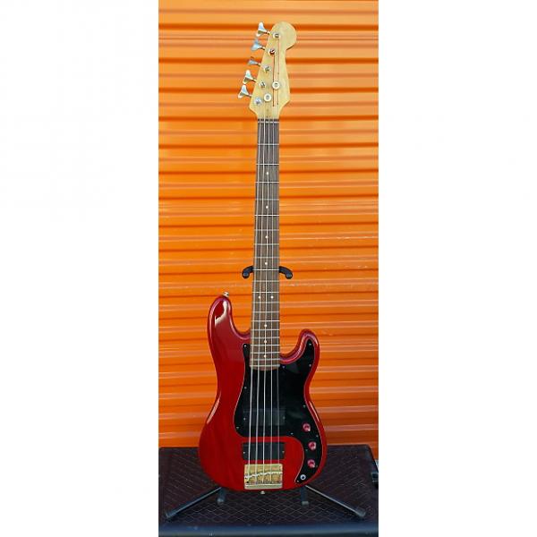Custom Fender Squire Jazz Bass Five String custom 1990's red with brass tail and soft case #1 image