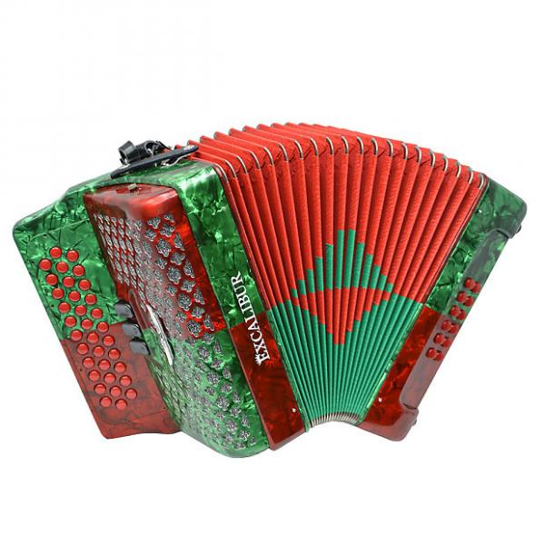 Custom Excalibur Super Classic PSI 3 Row Button Accordion - Red/Green - Key of FBE #1 image