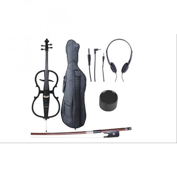 Custom Cecilio 4/4 CECO-1BK Black Metallic Electric Cello with Ebony Fittings in Style 1 (Full Size) #1 image