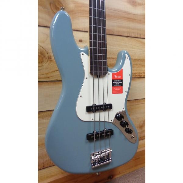 Custom New Fender® American Professional Jazz Bass® Fretless Rosewood Fingerboard Sonic Gray w/Case #1 image