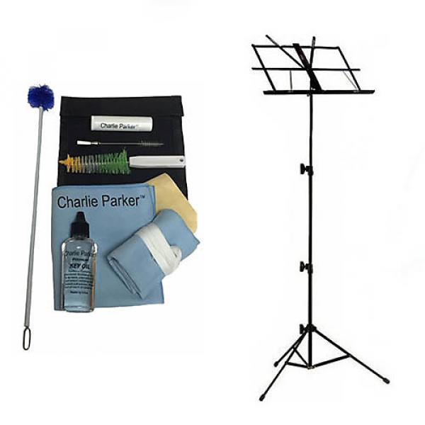 Custom Charlie Parker Paramount Series Soprano Saxophone Care &amp; Cleaning Kit w/Black Music Stand #1 image