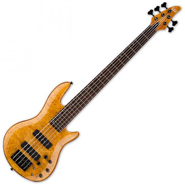 Custom ESP LTD H-1005SE Burled Maple 5 String Electric Bass Honey Natural #1 image