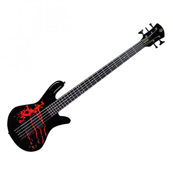 Custom Spector Legend5 Alex Webster 5-String Bass, Solid Black Gloss with Drip Pattern #1 image