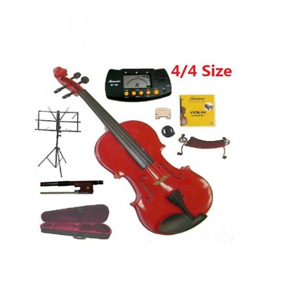Custom Merano 4/4 Full Size Red Student Violin with Case and Bow+Extra Set of Strings, Extra Bridge, Should #1 image