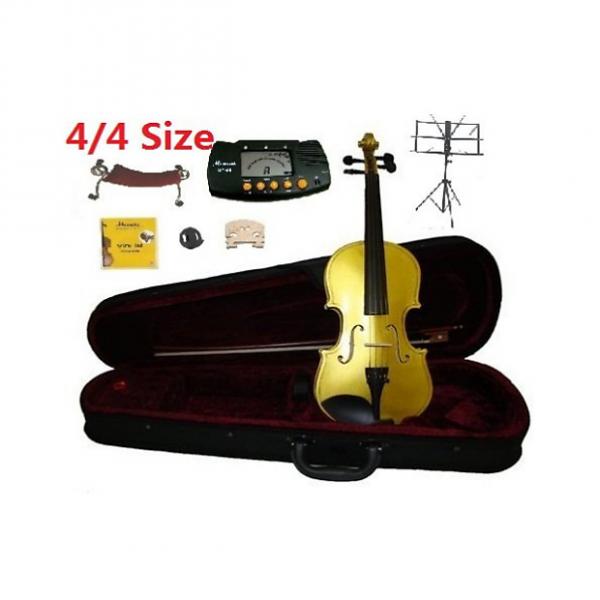 Custom Merano 4/4 Full Size Yellow Student Violin with Case and Bow+Extra Set of Strings, Extra Bridge, #1 image
