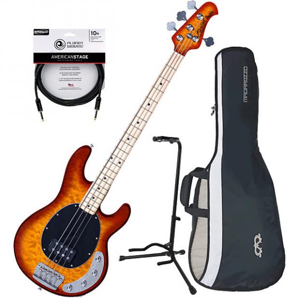 Custom Sterling by Music Man RAY34QM Honeyburst 4 String Bass w/ Gig Bag, Stand, and Cable #1 image