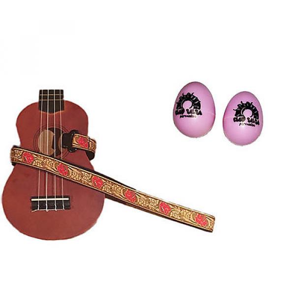Custom Deluxe Ukulele Strap - Desert Rose Red Strap w/Bonus Pair of Rhythm Egg Shakers - Pink #1 image