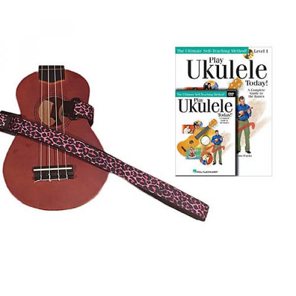 Custom Deluxe Ukulele Strap - Pink Leopard Strap w/Bonus Play Ukulele Today Book CD DVD Pack #1 image