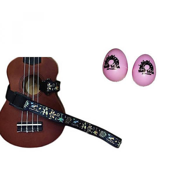 Custom Deluxe Ukulele Strap - Hawaiian Surfer Strap w/Bonus Pair of Rhythm Egg Shakers - Pink #1 image