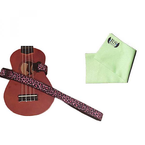 Custom Masterstraps Pink Leopard Ukulele Strap Pack w/Bonus Ukulele Cleaning Cloth #1 image
