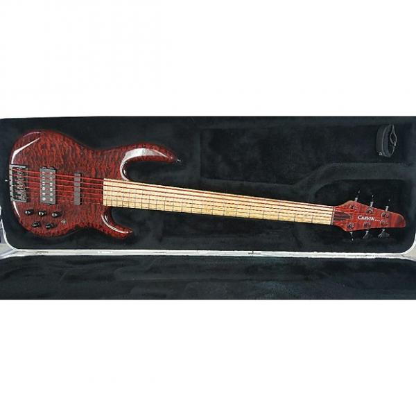 Custom Carvin XB76Extended scale 6 string active bass. Red ruby #1 image