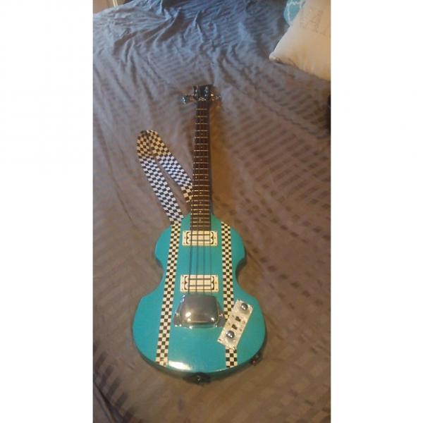 Custom Greco not Hofner (rebuild) Violin Bass 80's/90's  light blue/ turquoise #1 image