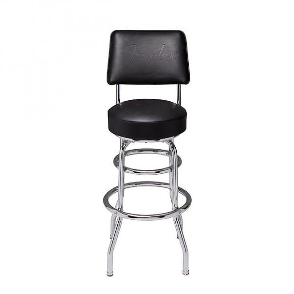 Custom Fender branded bar stool with back rest - new for 2017  Black On Distresses Brown Leather #1 image