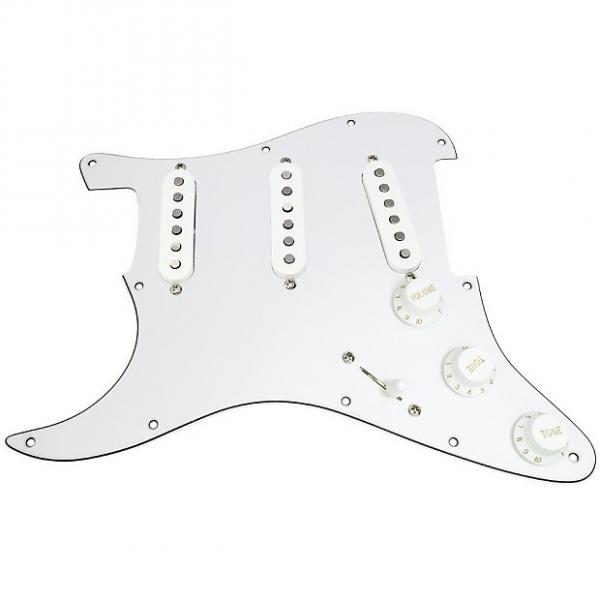 Custom Loaded LEFT HANDED Strat Pickguard, Fender Deluxe Drive, White/White #1 image