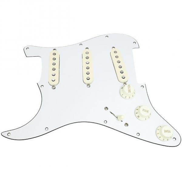 Custom Loaded LEFT HANDED Strat Pickguard, Fender Deluxe Drive, White/Aged White #1 image