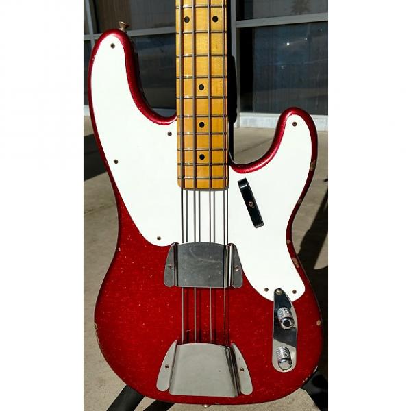 Custom Fender Custom Shop Ltd. 1955 Relic P in Aged Red Sparkle - 8.5 pounds - CZ523934 #1 image
