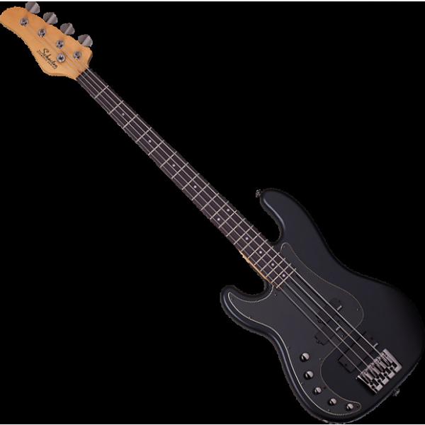 Custom Schecter Diamond-P Custom Active Left-Handed Electric Bass Satin Black #1 image