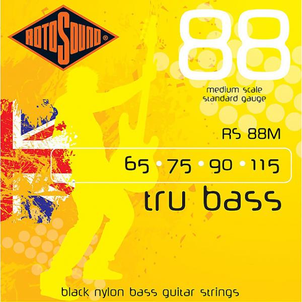 Custom Rotosound RS88M Tru Bass 88 Black Nylon Tapewound Medium Scale Strings 60-115 #1 image