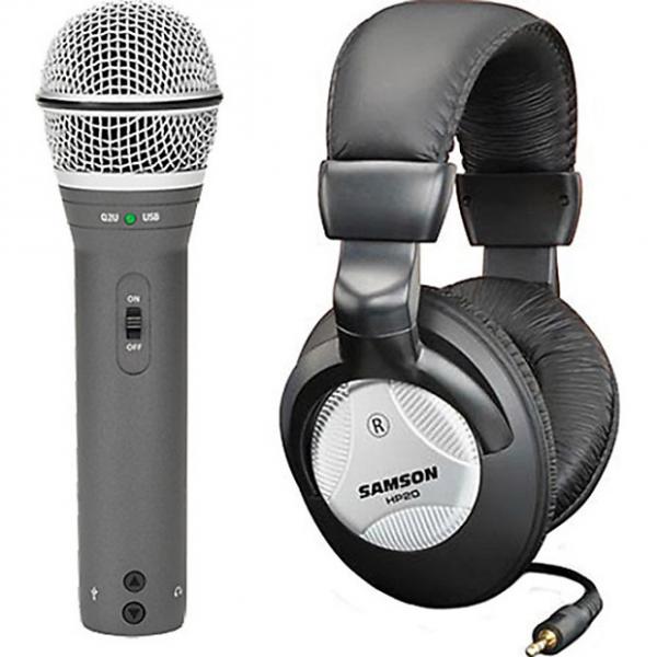 Custom Samson Q2U Recording Pak USB/XLR Mic &amp; HP20 Headphones package set #1 image