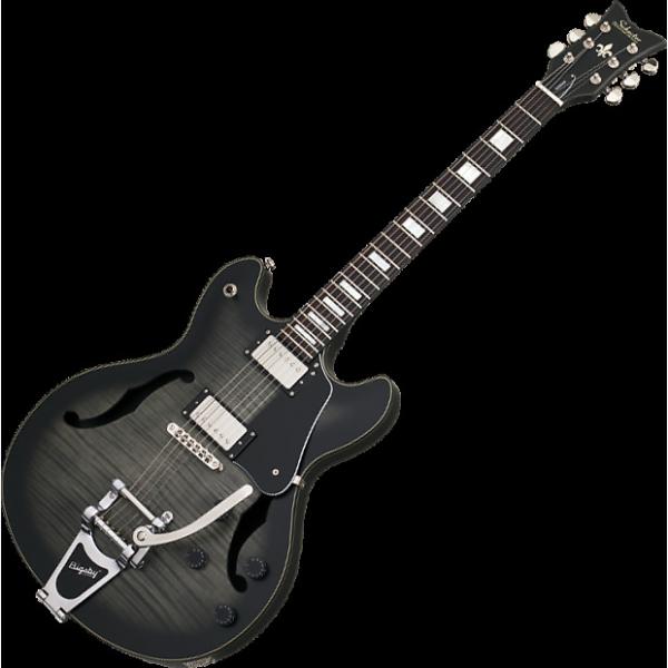Custom Schecter Corsair Custom Semi-Hollow Electric Guitar in Charcoal Burst Pearl Finish #1 image