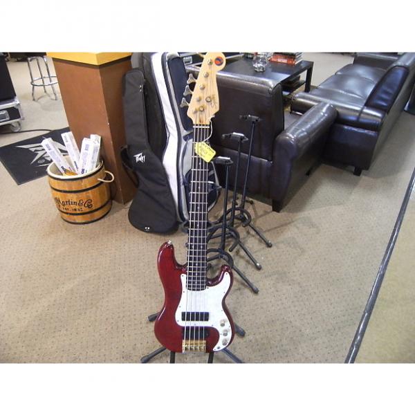 Custom Fender 90's Squier Korean Made 5 String Precision Bass Trans Ruby Red w/Gig Bag....Free Shipping! #1 image