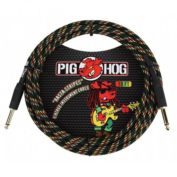 Custom Pig Hog PCH10RA Rasta Stripes Instrument Cable 10 Ft #1 image