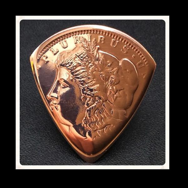 Custom Guitar Plectrum, Pick.  Golden State Mint, Morgan Head Cooper Bullion Coin. #1 image