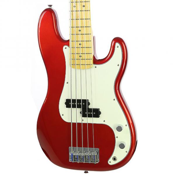 Custom Used Fender Squier Vintage Modified P Bass V Candy Apple Red #1 image