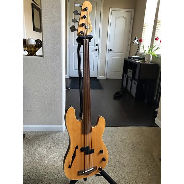 Custom Fender Semi Hollow-body Fretless P-Bass 1990? Wood #1 image