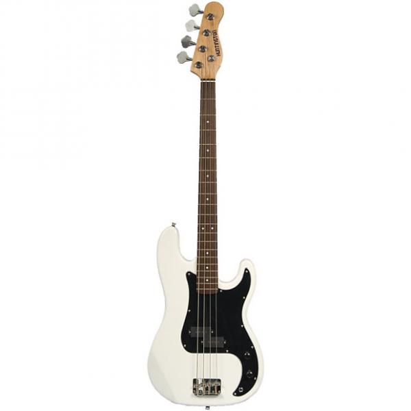 Custom Full Size 4 String White (with Black) Precision P Electric Bass Guitar with Gig #1 image