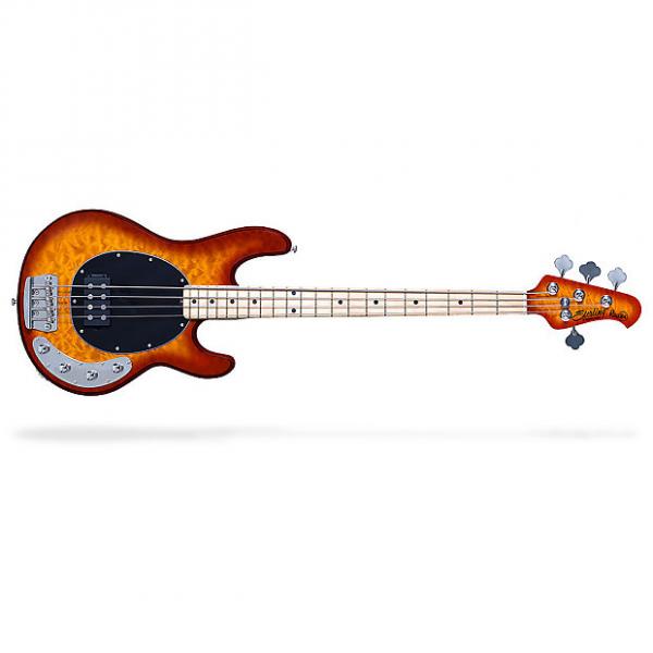 Custom Sterling by Music Man Ray34 Quilt Maple 4-String Bass Guitar Honey Burst w/ Bag #1 image