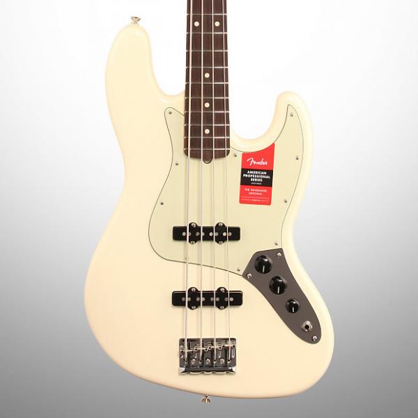 Custom Fender American Pro Jazz Electric Bass, Rosewood Fingerboard (with Case), Olympic White #1 image