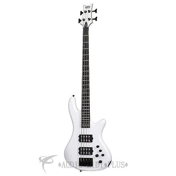 Custom Schecter Stiletto Stage-4 Ebony Fretboard Electric Bass Gloss White - 2480 - 815447023594 #1 image