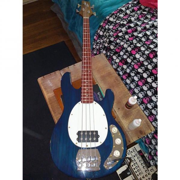 Custom Jay Turser  JTB 440 Stingray Bass with custom Fender Walnut/Padauk neck!  Blue #1 image