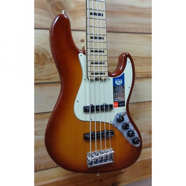 Custom New Fender® American Elite Jazz Bass® V Maple Fingerboard Tobacco Burst w/Case #1 image